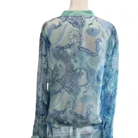 J.McLaughlin Sheer Paisley Tunic Style Top Drawstring Waist Size 8 - Picture 15 of 16